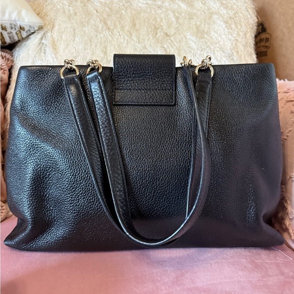 KATE SPADE Black Leather Shoulder Bag w Silver Turlock and Hardware - Picture 9 of 16